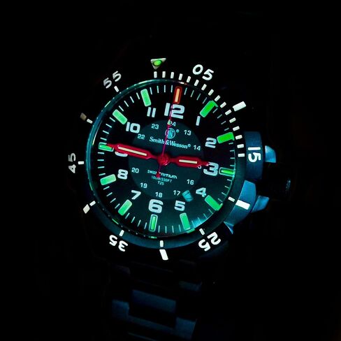 Smith & Wesson Men's Emissary Swiss Tritium H3 Watch with Tactical Heavy Duty Stainless-Steel Case and Band, Rotating Bezel, Durable Military Watch, Tactical Tough, Quartz Japanese Movement in Saudi Arabia