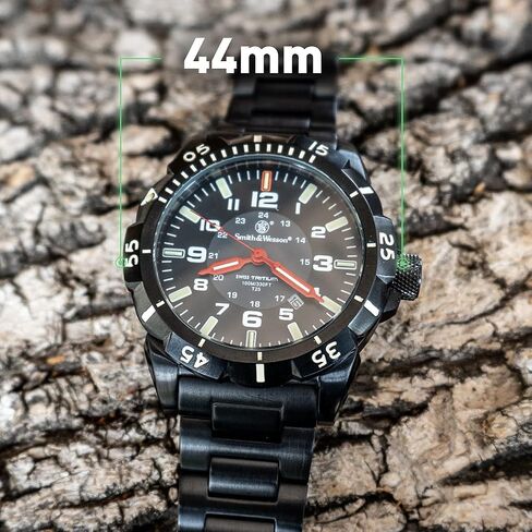 Smith & Wesson Men's Emissary Swiss Tritium H3 Watch with Tactical Heavy Duty Stainless-Steel Case and Band, Rotating Bezel, Durable Military Watch, Tactical Tough, Quartz Japanese Movement in Saudi Arabia