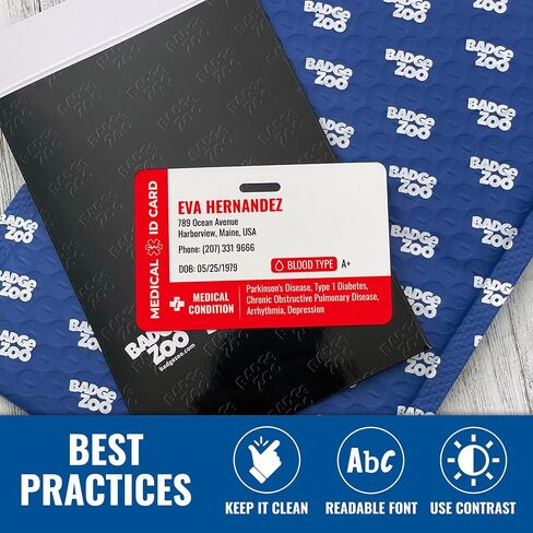Custom Medical ID Card (Advanced) with Keychain - Custom Printed Emergency Contact ID - Custom Printed Medical Condition - Customizable Photo ID Wallet Card in Saudi Arabia