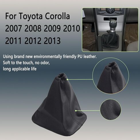 Car Shift Gear Stick Handbrake Cover Manual Shift Boot Black Leather Boot Cover Case for to-yo-ta Co-Rolla 2007 2008 2009 2010 2012 2013 in Kuwait