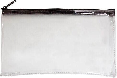 Vinyl Zipper Bag, Reusable Bag, Travel Pouch, Small Compact, Check Wallet, 11 x 6 Inch (Clear) in Kuwait