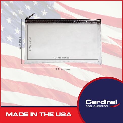 Vinyl Zipper Bag, Reusable Bag, Travel Pouch, Small Compact, Check Wallet, 11 x 6 Inch (Clear) in Kuwait