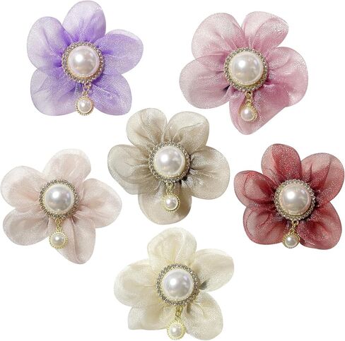Pearl Flower Dog Accessories Pack من 6 ، سحر زهرة مزخرفة للكلاب والقطط مع اللؤلؤ in Kuwait