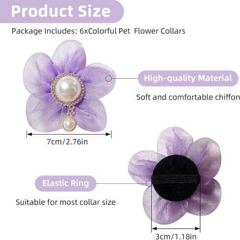 Pearl Flower Dog Accessories Pack من 6 ، سحر زهرة مزخرفة للكلاب والقطط مع اللؤلؤ in Kuwait