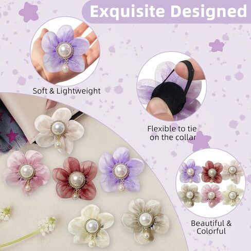 Pearl Flower Dog Accessories Pack من 6 ، سحر زهرة مزخرفة للكلاب والقطط مع اللؤلؤ in Kuwait