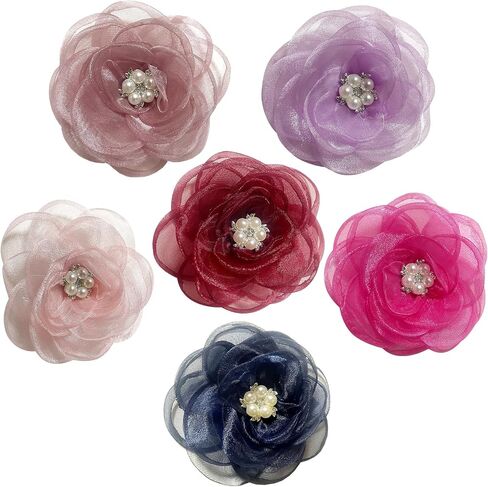 Pearl Flower Dog Collar Accessories Pack of 6, Decorative Flower Charms for Dog and Cat Collars with Pearls in Saudi Arabia