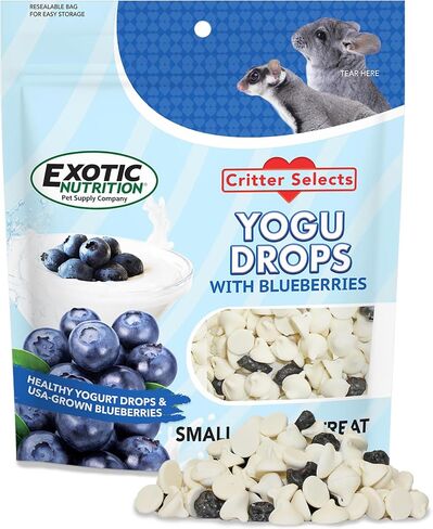 Yogu Drops With Blueberry - Healthy Natural Fruit & Yogurt Treat - For Sugar Gliders, Rats, Chinchillas, Ferrets, Parrots, Hamsters, Hedgehogs, Guinea Pigs, Rabbits & Small Pets (4.25 Ounce) in Saudi Arabia