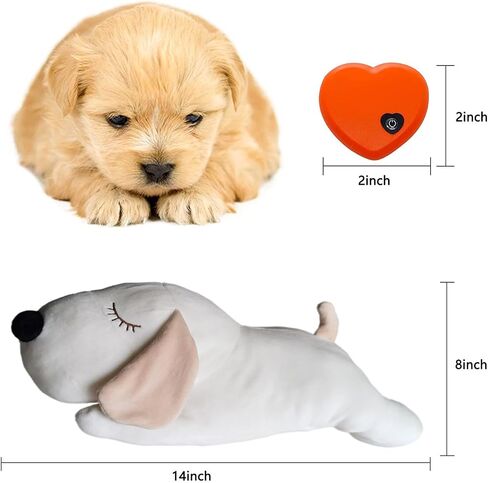 HonourHope Dog Heartbeat Toy (Dog Yellow, Medium) - Plush Pet Calming Toy with Simulated Heartbeat and Heat for Anxiety Relief, Behavioral Training Aid for Puppy Dog Cat in Kuwait