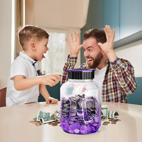 X-Large Piggy Bank for Adults Kids, Vcertcpl Digital Coin Counting Bank with LCD Counter, 2.4L Capacity, Great Coin Counter Bank Money Counting Jar with Total Amount Displayed (Purple) in Kuwait