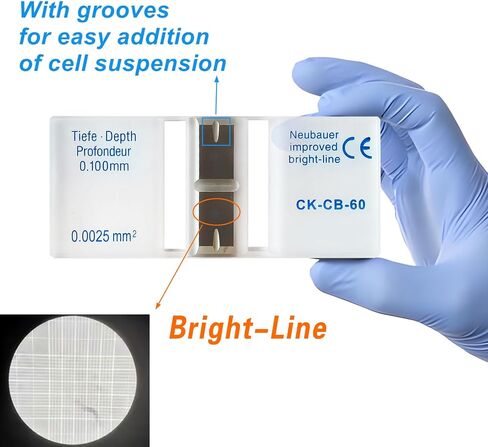 Cell Counting Chamber Hemocytometer Neubauer Improved Blood Counting Chamber with Bright Line and 2 pcs Coverslips in Saudi Arabia