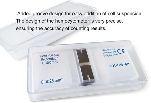 Cell Counting Chamber Hemocytometer Neubauer Improved Blood Counting Chamber with Bright Line and 2 pcs Coverslips in Saudi Arabia