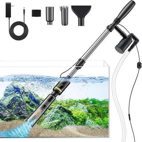 Fish Tank Cleaner - 530GPH/32W Aquarium Gravel Cleaner, Electric Fish Tank Cleaning Tools, Adjustable Water Flow Fish Tank Gravel Cleaner Vacuum, Aquarium Cleaner Kit for Water Changing, Wash Sand in Kuwait