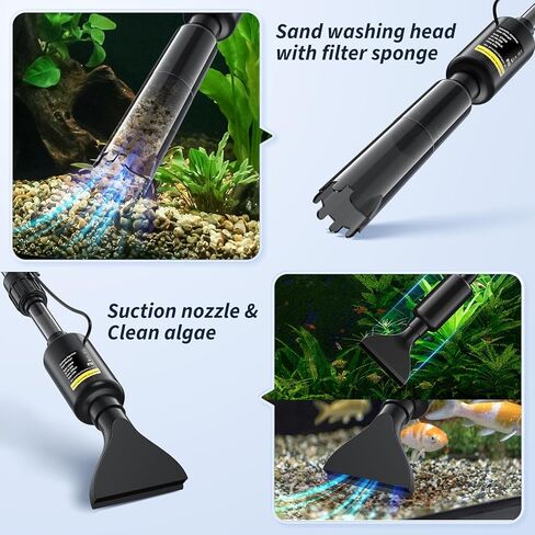 Fish Tank Cleaner - 530GPH/32W Aquarium Gravel Cleaner, Electric Fish Tank Cleaning Tools, Adjustable Water Flow Fish Tank Gravel Cleaner Vacuum, Aquarium Cleaner Kit for Water Changing, Wash Sand in Kuwait