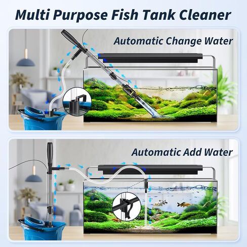 Fish Tank Cleaner - 530GPH/32W Aquarium Gravel Cleaner, Electric Fish Tank Cleaning Tools, Adjustable Water Flow Fish Tank Gravel Cleaner Vacuum, Aquarium Cleaner Kit for Water Changing, Wash Sand in Kuwait