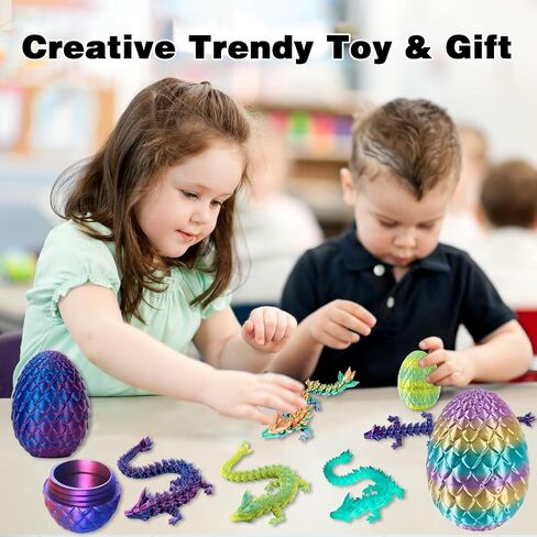3D Printed Dragon Egg with Articulated Dragon Inside, Fidget Toys for Adults Stress Relief, Unique Dragon Figurine Toys Birthdays Kids Valentines Day Gifts for School (Laser Violet) in Saudi Arabia