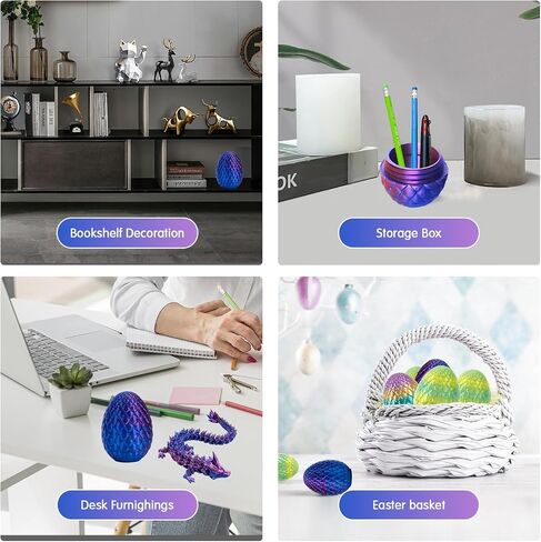 3D Printed Dragon Egg with Articulated Dragon Inside, Fidget Toys for Adults Stress Relief, Unique Dragon Figurine Toys Birthdays Kids Valentines Day Gifts for School (Laser Violet) in Saudi Arabia