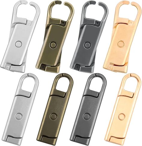 Zipper Pull Replacement (Upgraded)，8 Pcs Detachable Replacement Zipper Pull Tabs for Luggage Clothing Jackets Backpacks Boots Purse Coat(Silver, Bronze, Gold, Gun Black) in Saudi Arabia
