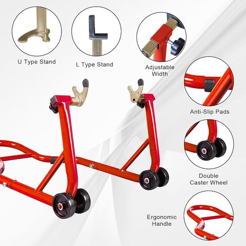 BIG RED ATRM05012R Torin دراجة نارية مقطورة عجلة الساندة: قابل للتعديل الثقيلة دراجة نارية حامل عجلة العجلة الساندة ل16 "-25" على الطرق الوعرة والدراجات النارية القياسية، تستقيم سعة 1800 رطل in Saudi Arabia