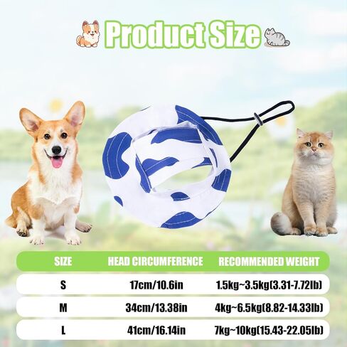 Dog Sun Hat,1PC Adjustable Princess Dog Bucket Hat with Ear Holes,Round Brim Dogs Visor Cap Pet Fisherman Hat for Pupies Small Dogs Cat Outdoor Sport (Blue, Medium) in Saudi Arabia