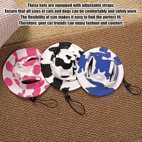 Dog Sun Hat,1PC Adjustable Princess Dog Bucket Hat with Ear Holes,Round Brim Dogs Visor Cap Pet Fisherman Hat for Pupies Small Dogs Cat Outdoor Sport (Blue, Medium) in Saudi Arabia