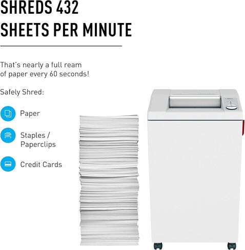 IDEAL 3104 Cross-Cut Commercial Office Paper Shredder Heavy Duty, Made in Germany, Continuous Operation, 22 to 25 Sheet Feed Capacity, 32-Gallon Bin, Shreds Staples/Credit Card, P-4 Security in Saudi Arabia