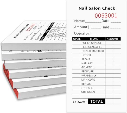 6 Pack Nail Spa Salon Sales Book Guest Checks Pad 2.76x5.12 Inch Beauty Salon Receipt Ticket Book Nail Order Barbershop Supplies for Salon Barber Shop(100 Sheets per Book) in Saudi Arabia