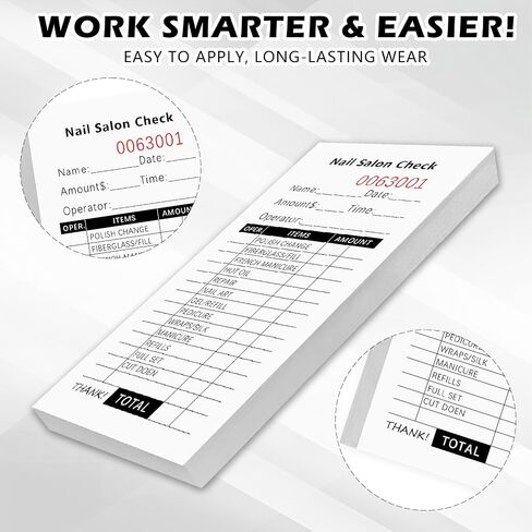 6 Pack Nail Spa Salon Sales Book Guest Checks Pad 2.76x5.12 Inch Beauty Salon Receipt Ticket Book Nail Order Barbershop Supplies for Salon Barber Shop(100 Sheets per Book) in Saudi Arabia