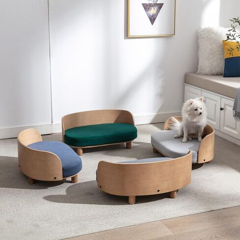 Small Cat and Dog Sofa Bed Indoor Small Pet Sofa Elevated Wooden Pet Furniture Detachable and Washable, Suitable for Indoor and Outdoor Use Suitable for Cats Dogs Or Small Animals in Kuwait