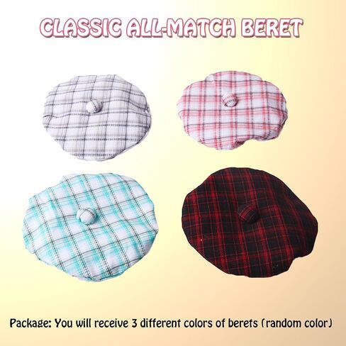 SEIS 3 PCS DOG BERETS FASHING ATH HAT French Artist Cat Cap Cap Cap for Party Birthday Wedding Photo (L ، Retro) in Kuwait