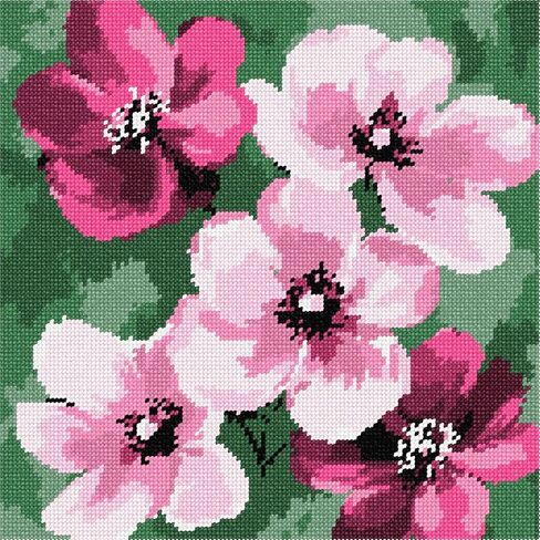 Pepita Needlepoint Canvas: Blossoms in Pinks, 10" x 10" in Saudi Arabia