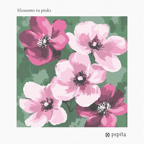 Pepita Needlepoint Canvas: Blossoms in Pinks, 10" x 10" in Saudi Arabia