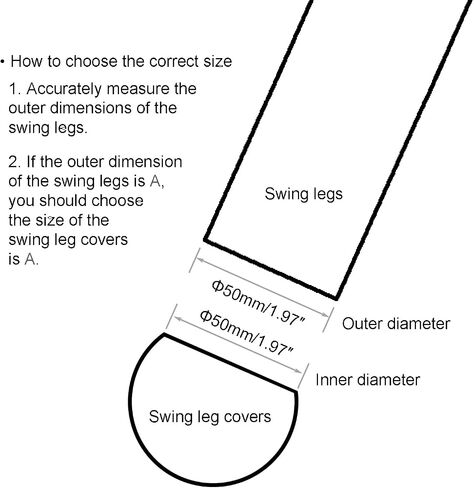 1.5"/38mm Porch Swing Replacement Feet, Black Horseshoe-Shaped Plastic Leg Caps to Secure Swing Legs to Ground(Set of 4) in Kuwait