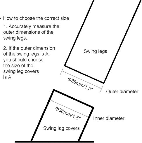 1.5"/38mm Porch Swing Replacement Feet, Black Horseshoe-Shaped Plastic Leg Caps to Secure Swing Legs to Ground(Set of 4) in Kuwait