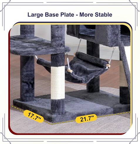Cat Tree, 71'' (180cm) Cat Tower for Indoor Cats Large Adult, Multi-Level Cat Tree Tower with 2 Scratching Boards/Posts, 2 Plush Perches, 2 Cat Condos, Hammock, Smoky Gray GCT032G in Kuwait
