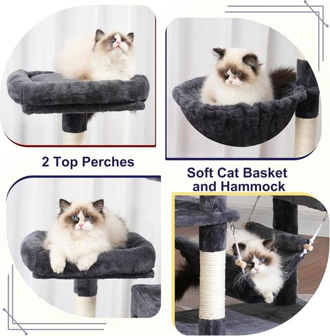 Cat Tree, 71'' (180cm) Cat Tower for Indoor Cats Large Adult, Multi-Level Cat Tree Tower with 2 Scratching Boards/Posts, 2 Plush Perches, 2 Cat Condos, Hammock, Smoky Gray GCT032G in Kuwait