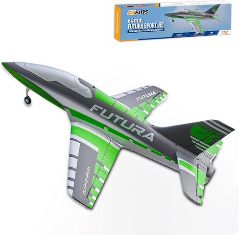 FMS RC Jets Futura 64mm EDF Sport Jet Green RC Airplanes للبالغين للمدربين EDF للمبتدئين 6 قناة التحكم عن بعد PNP (لا توجد بطاريات مرسل وشاحن) in Kuwait