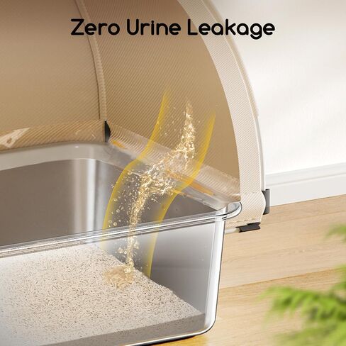 Meowant Stainless Steel Cat Litter Box with Lid, Extra Large Metal Litter Box with DIY Oxford Fabric Cover, Anti-Leakage & Non-Sticky, Odor Control, Easy Cleaning, Includes Litter Mat & Metal Scoop in Saudi Arabia