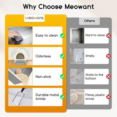 Meowant Stainless Steel Cat Litter Box with Lid, Extra Large Metal Litter Box with DIY Oxford Fabric Cover, Anti-Leakage & Non-Sticky, Odor Control, Easy Cleaning, Includes Litter Mat & Metal Scoop in Saudi Arabia