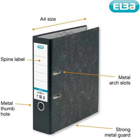 A4 A4 Extra Cuble Lever Arch Files ، Elba ، Black ، Pack of 3 Bolders ، Paper on Board in Kuwait