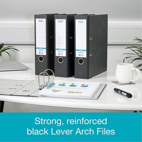 A4 A4 Extra Cuble Lever Arch Files ، Elba ، Black ، Pack of 3 Bolders ، Paper on Board in Kuwait