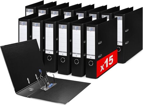 OXFORD Smart Pro+ Lever Arch Files A4XL 80mm Spine 2 D-Rings Polypropylene Cover Black (Pack of 15) in Saudi Arabia