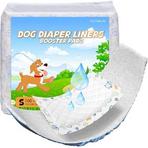Dog Diaper Liners 100ct, Disposable Booster Pads Male and Female Super Absorbent Doggie Period Diaper Inserts fit Most Puppy Diapers(Regular)