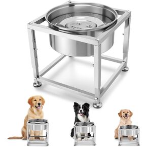 3 L Elevated Dog Water Bowl - Stainless Steel Slow Dog Bowl with 3 Height Adjustable(7.7'', 8.9'', 10'') Stand, No Spill for Large Medium Dogs Prevent Choking Relief Joint Pressure