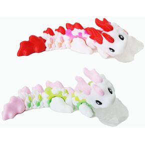 Cute 3D Printed Dragon, 6" Articulated 3D Printed Fidget Toy, Cute 3D Printed Animals Desk Decor for Christmas Birthday Gifts​