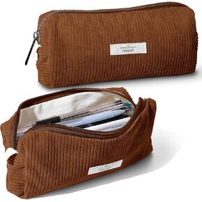 Pencil Bag Pen Case, Soft Corduroy Small Pencil Pouch Organizer with Zipper, Cute Pencil Case Pouch Stationery for Girls and Boys – Apricot