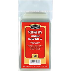 Card Saver 1 Sleeve - 50 Count Resealable Perfect Fit Sleeves for Card Saver 1 semi-ridged Holder - Acid-Free Archival Safe - Glass-Like Clarity - Protect from Scratches/Dirt