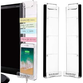 Sticky Note Holder Memo Board- Computer Monitor Message Memo Screen Paper Holder - Clip Transparent Message Multifunction Notes Board for Home Office Desk Organizer Phone Holder (Left&Right)