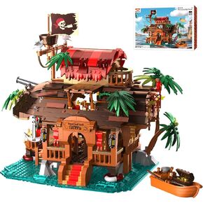 Pirate Pub Building Set with LED Light - 1312PCS The Inverted Sail Tavern Medieval Pirate's House Toys, Building Blocks for Adult Teens 14+ Architecture Model Kit Compatible Collection Decor Gift