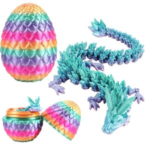 3D Printed Dragon Egg, Articulated Crystal Dragon Eggs with Dragon Inside, Surprise Easter Eggs 3D Fidget Mystery Dragon Egg, 3D Printed Gift Home Office Decor