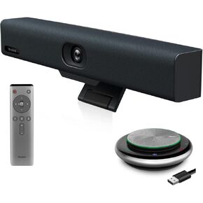 Yealink Video and Audio Conferencing System Conference Video Bar UVC34 & CP900 USB Bluetooth Speakerphone Conference Microphone Full Duplex Noise Reduction Algorithm for Office Meeting